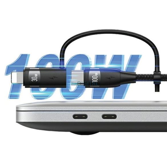 USAMS U85 2xUSB-C/USB/Micro-USB/ Lightning 6in1 kábel 1.2m 100W PD gyorstöltés lila SJ645USB02 (US-SJ645)