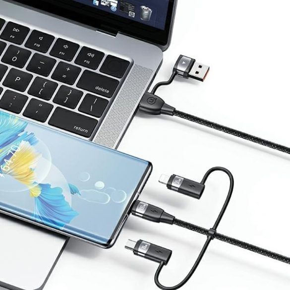 USAMS U85 2xUSB-C/USB/Micro-USB/ Lightning 6in1 kábel 1.2m 100W PD gyorstöltés lila SJ645USB02 (US-SJ645)