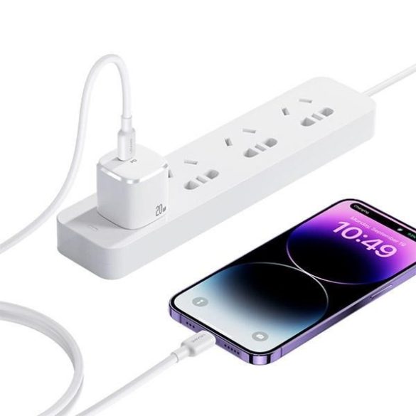 USAMS hálózati töltés 1xUSB-C PD20W PD3.0 gyorstöltő US-CC183 + USB-C/Lightning kábel US-SJ610 fehér,y YX Series YXXLOGTC03