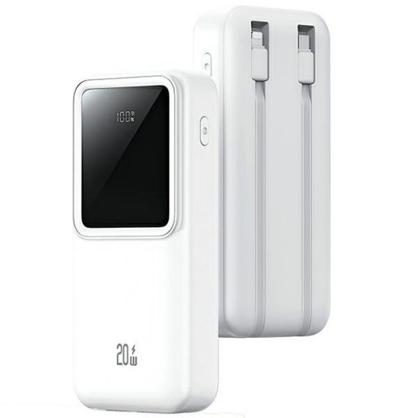 USAMS CD213 X-chel Series powerbank beépített Type-C és Lightning kábellel 30000mAh 20W QC3.0 PD - fekete