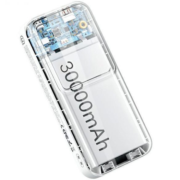 USAMS CD213 X-chel Series powerbank beépített Type-C és Lightning kábellel 30000mAh 20W QC3.0 PD - fekete