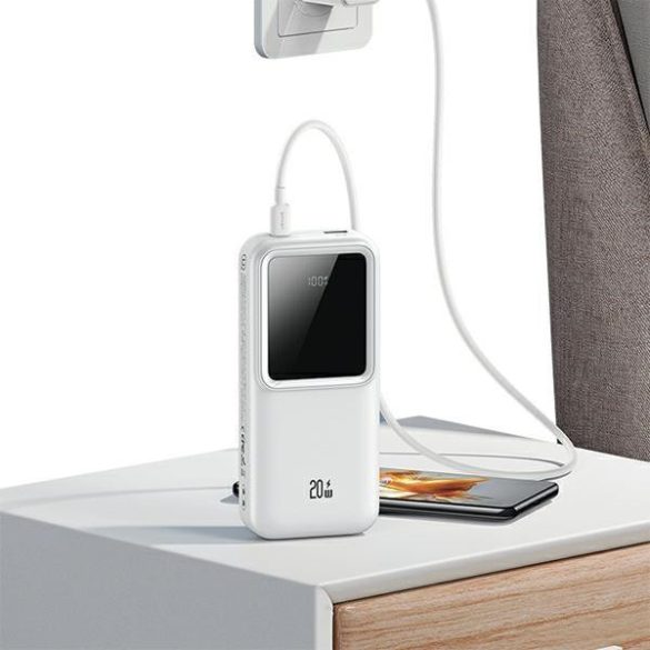USAMS CD213 X-chel Series powerbank beépített Type-C és Lightning kábellel 30000mAh 20W QC3.0 PD - fekete