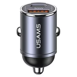   USAMS töltő 1xUSB+1xUSB-C C38 30W PD gyorstöltő integrált acélgyűrűvel CC206CC01 (US-CC206)