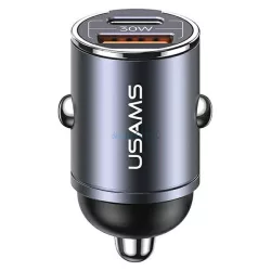   USAMS töltő 1xUSB+1xUSB-C C38 30W PD gyorstöltő integrált acélgyűrűvel CC206CC01 (US-CC206)