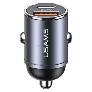 USAMS töltő 1xUSB+1xUSB-C C38 30W PD gyorstöltő integrált acélgyűrűvel CC206CC01 (US-CC206)