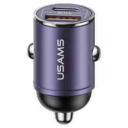   USAMS töltő 1xUSB+1xUSB-C C38 30W PD gyorstöltés integrált gyűrűvel lila CC206CC02 (US-CC206)