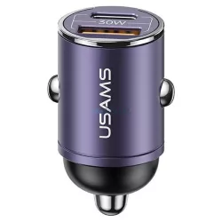   USAMS töltő 1xUSB+1xUSB-C C38 30W PD gyorstöltés integrált gyűrűvel lila CC206CC02 (US-CC206)