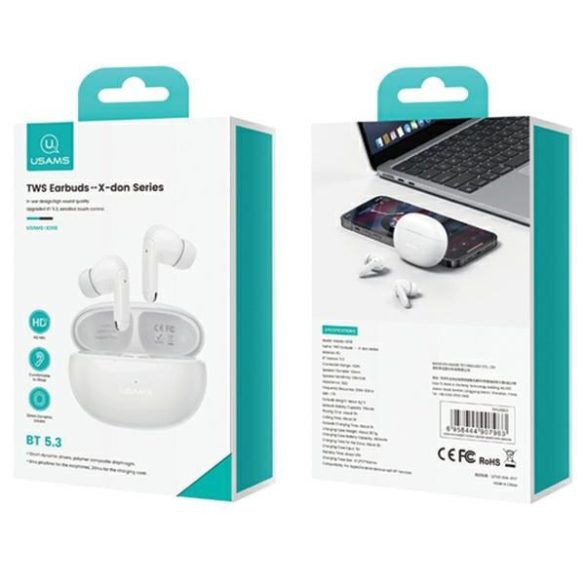USAMS fülhallgató Bluetooth 5.3 TWS X-Don Series kettős mikrofon ENC vezeték nélküli lila BHUXD03 (USAMS-XD18)