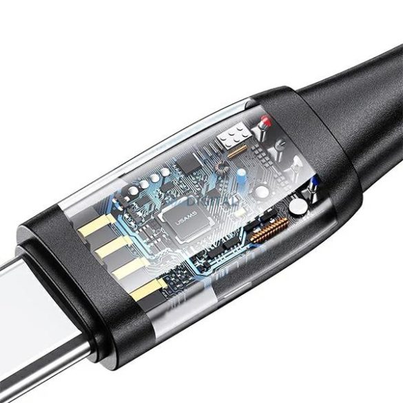 USAMS U85 2xUSB-C/USB-A 1.2m 100W PD gyorstöltő kábel fekete SJ654USB01 (US-SJ654)