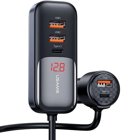 USAMS töltő C40 3xUSB+2xUSB-C 165W PD+QC gyorstöltés fekete CC213CC01 (US-CC213)