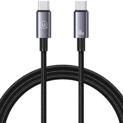   USAMS USB-C és USB-C 60W 1.2m gyors töltő acél kábel SJ661USB01 (US-SJ661)
