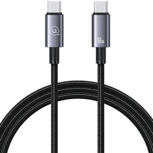 USAMS USB-C és USB-C 60W 1.2m gyors töltő acél kábel SJ661USB01 (US-SJ661)