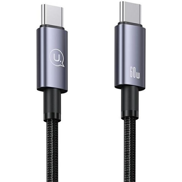 USAMS USB-C és USB-C 60W 1.2m gyors töltő acél kábel SJ661USB01 (US-SJ661)