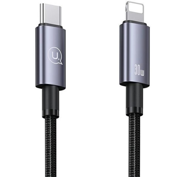 USAMS USB-C Lightning 30W 1.2m gyors töltő acél kábel SJ662USB01 (US-SJ662)