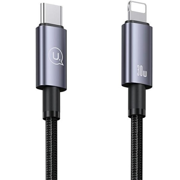USAMS USB-C Lightning 30W 2m gyors töltő acél kábel SJ665USB01 (US-SJ665)