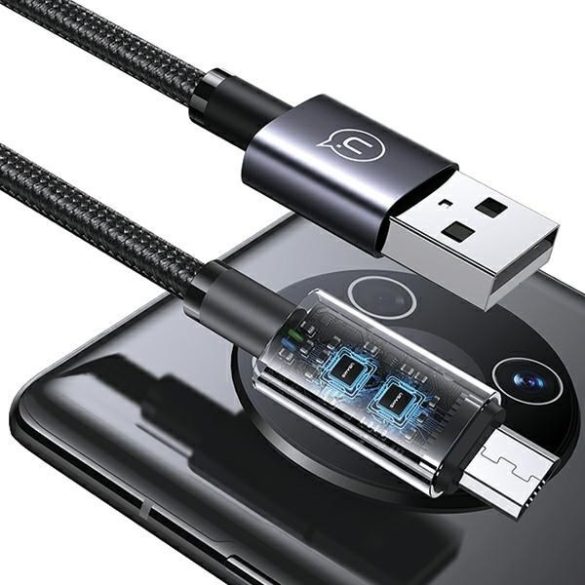 USAMS USB-Micro-USB 2A 1.2m gyors töltő acél kábel SJ668USB01 (US-SJ668)