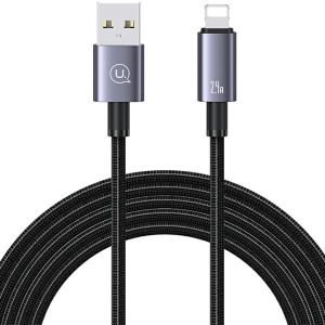 USAMS USB Lightning 2.4A 2m gyors töltő acél kábel SJ669USB01 (US-SJ669)