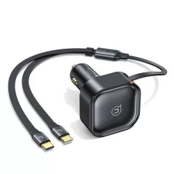   USAMS töltő visszahúzható kábellel 2xUBS-C C41 PD 30W gyorstöltés fekete CC220CC01 (US-CC220)