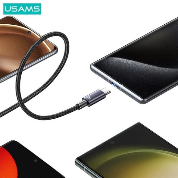 USAMS USB-C USB-C 60W kábel 0,25m gyors töltő acél SJ678USB01 (US-SJ678)