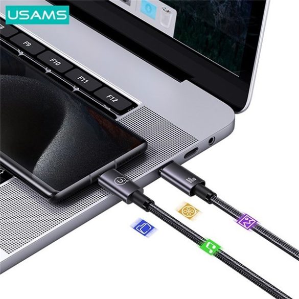 USAMS USB-C USB-C 60W kábel 0,25m gyors töltő acél SJ678USB01 (US-SJ678)