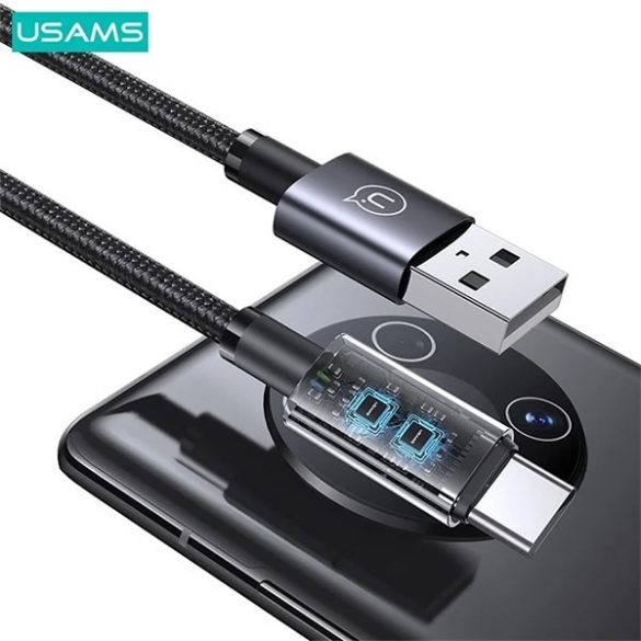 USAMS USB USB-C 3A kábel 0.25m gyors töltő acél SJ680USB01 (US-SJ680)