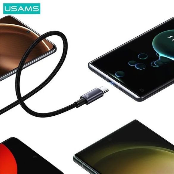 USAMS USB USB-C 3A kábel 0.25m gyors töltő acél SJ680USB01 (US-SJ680)