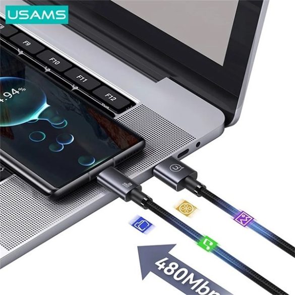 USAMS USB USB-C 3A kábel 0.25m gyors töltő acél SJ680USB01 (US-SJ680)