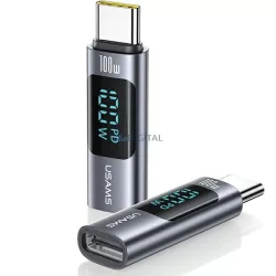   USAMS AU18 USB-C - USB-C digitális kijelzős adapter 100W - szürke