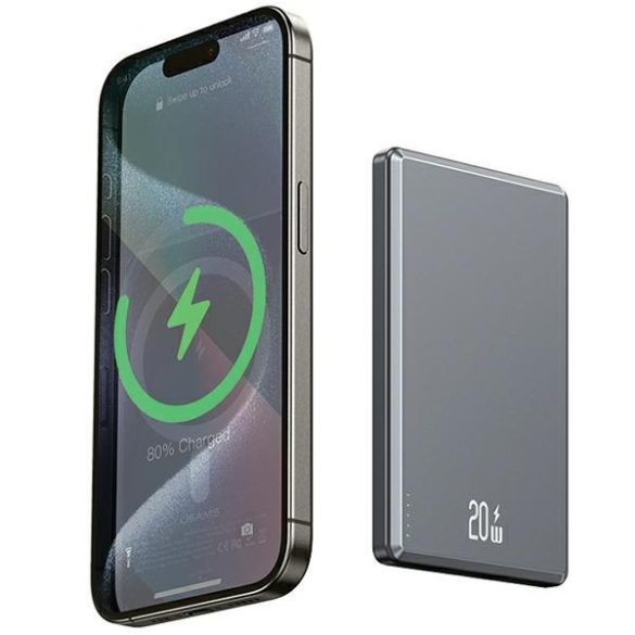 USAMS 10KCD22001 induktív powerbank 5000mAh 20W - sötétszürke