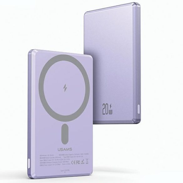 USAMS 10KCD22002 induktív powerbank 5000mAh 20W - lila