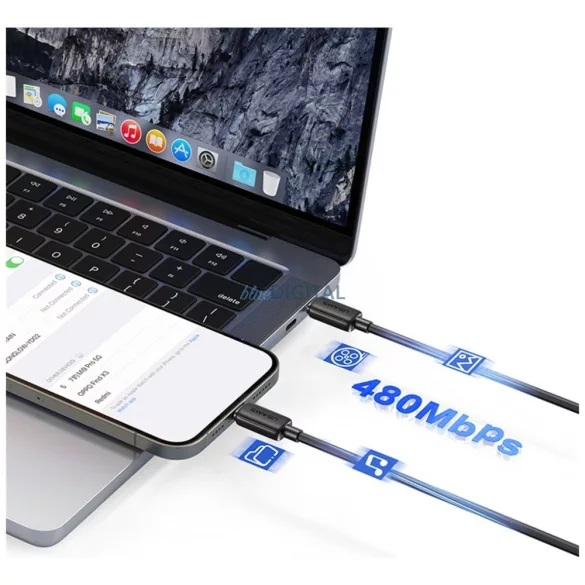 Kábel USAMS KY sorozat US-SJ696 60W USB-C USB-C-re 2m fehér