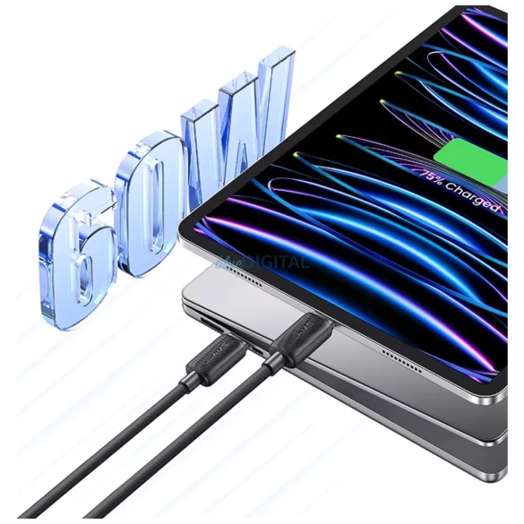 Kábel USAMS KY sorozat US-SJ696 60W USB-C USB-C-re 2m fehér