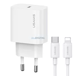   USAMS Lad. hálózat. 1xUSB-C T65 PD20WPD gyorstöltő US-CC226 + USB-C/Lightning kábel US-SJ712 30 W