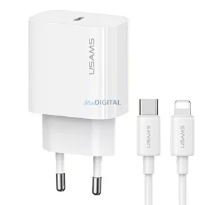 USAMS Lad. hálózat. 1xUSB-C T65 PD20WPD gyorstöltő US-CC226 + USB-C/Lightning kábel US-SJ712 30 W