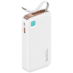   USAMS XY Series Powerbank visszahúzható USB-C kábel 10000 mAh PD 20W - fehér