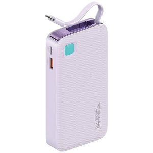 USAMS XY Series Powerbank visszahúzható USB-C kábel 10000 mAh PD 20W - lila