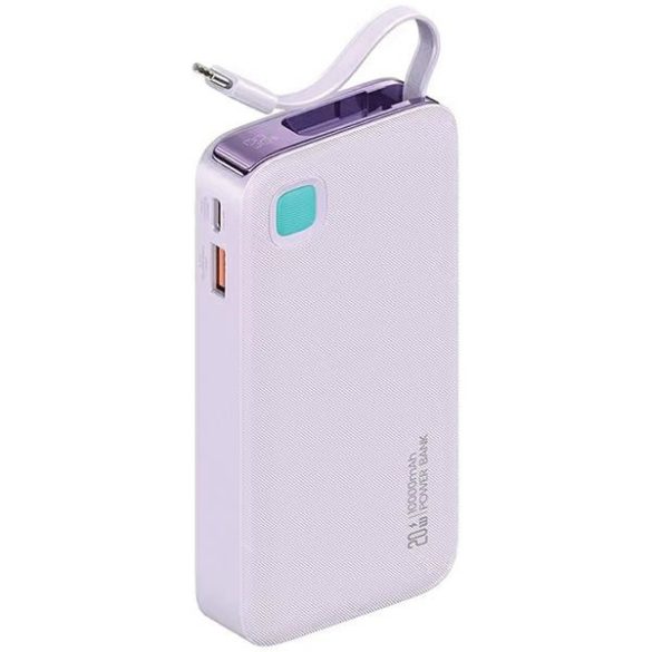 USAMS XY Series Powerbank visszahúzható USB-C kábel 10000 mAh PD 20W - lila