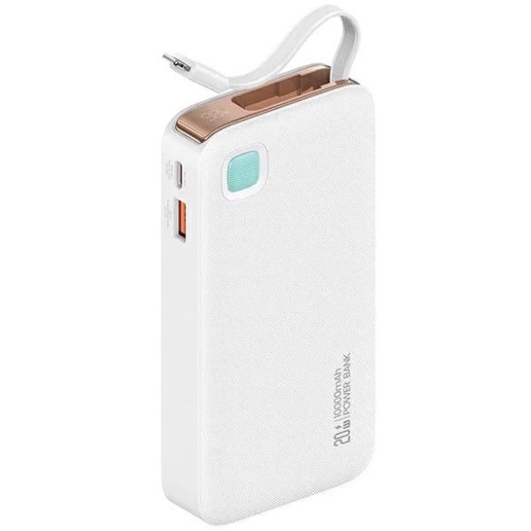 USAMS XY Series Powerbank visszahúzható kábellel Lightning 10000 mAh PD 20W - fehér