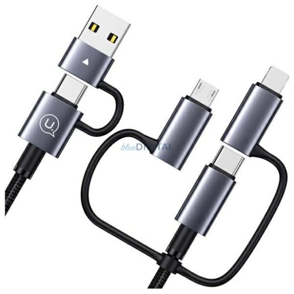 USAMS US-SJ713 Sufeng Series USB-A/Type-C - Type-C/Lightning/micro USB kábel 60W 1.2m - fekete