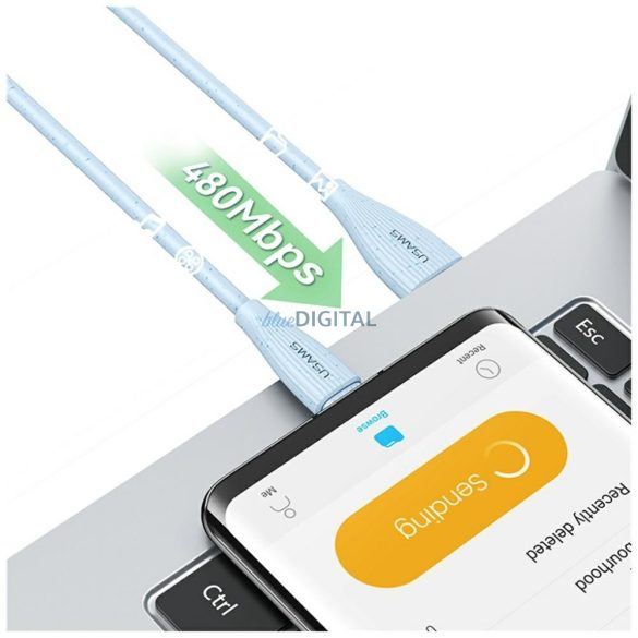 Kábel USAMS Green Series SJ714 18W 3A USB-A USB-C 1m rózsaszínűre