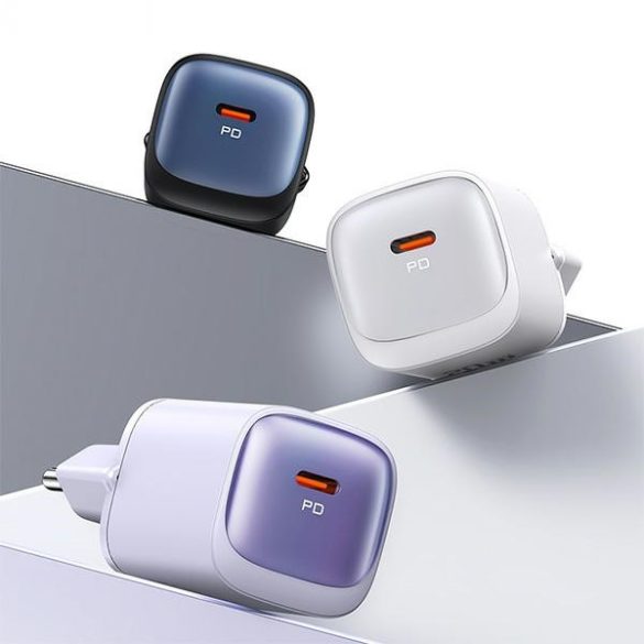 USAMS CC248 HC Series hálózati töltő 1xUSB-C csatlakozással 20W GaN - fekete