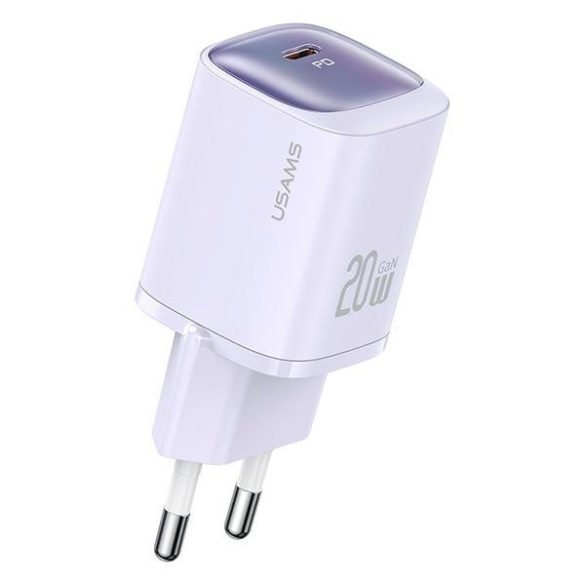 USAMS CC248 HC Series hálózati töltő 1xUSB-C csatlakozással 20W GaN - lila