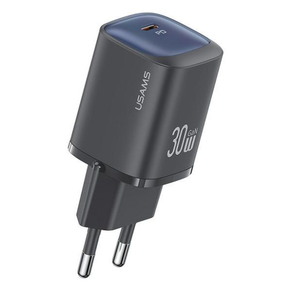 USAMS CC251 HC Series hálózati töltő 1xUSB-C csatlakozással 30W GaN - fekete