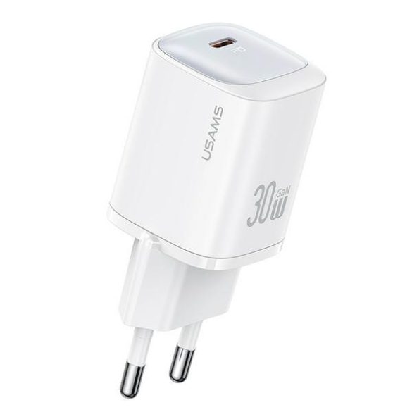 USAMS CC251 HC Series hálózati töltő 1xUSB-C csatlakozással 30W GaN - fehér