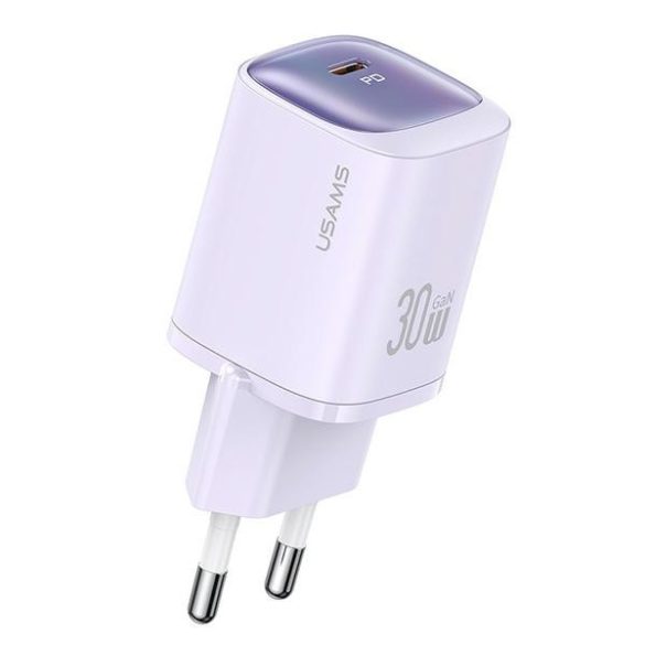 USAMS CC251 HC Series hálózati töltő 1xUSB-C csatlakozással 30W GaN - lila