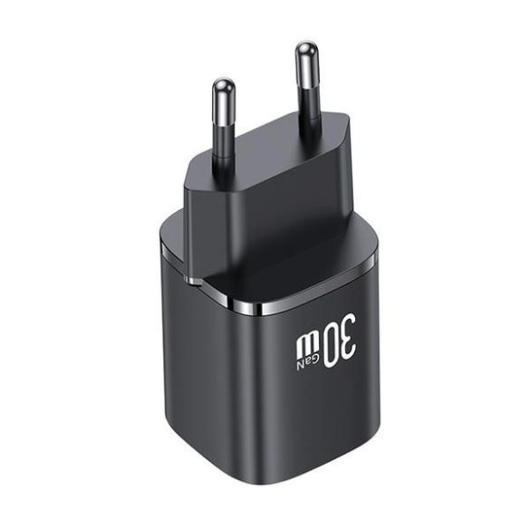 USAMS CC254 HC Series hálózati töltő 1x-USB-A és 1xUSB-C csatlakozással 30W GaN - fekete