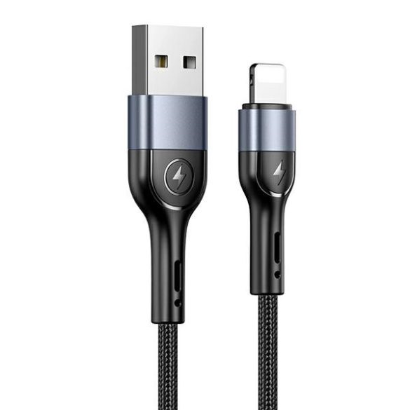 USAMS kábel fonott U55 2A Lightning fekete 1m SJ448USB01 (US-SJ448)