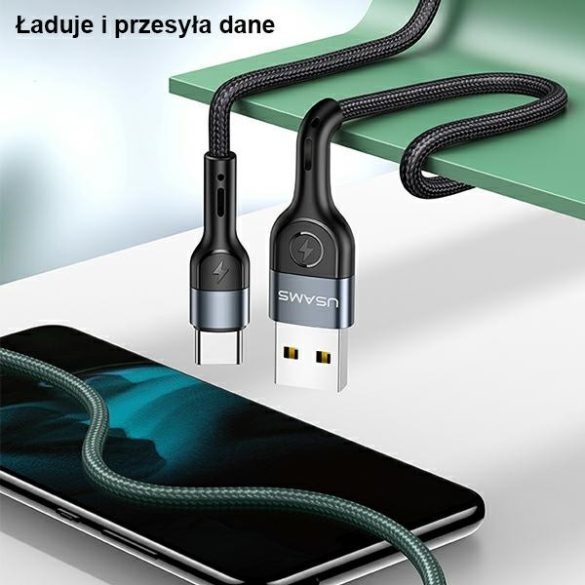 USAMS kábel fonott U55 2A USB-C fekete 1m SJ449USB01 (US-SJ449)