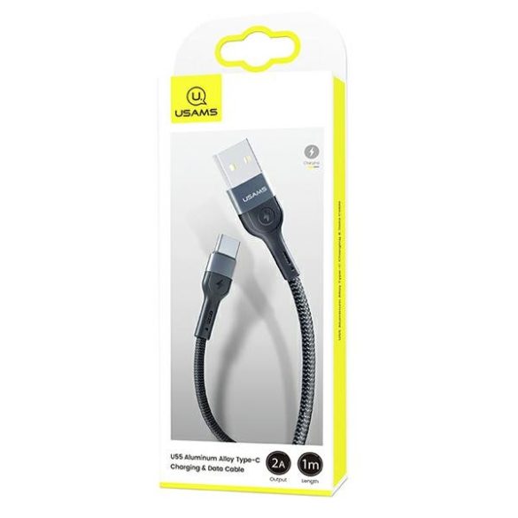 USAMS kábel fonott U55 2A USB-C fekete 1m SJ449USB01 (US-SJ449)