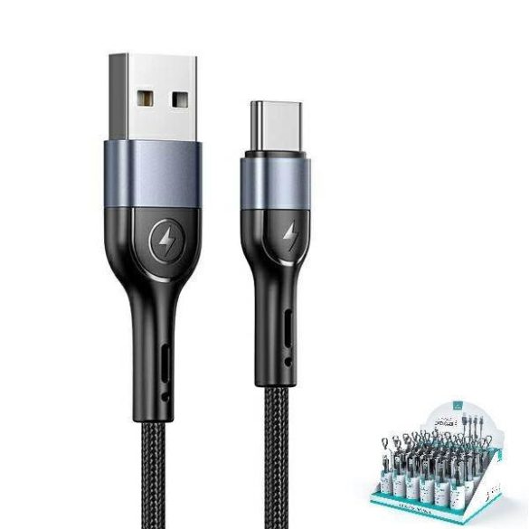 USAMS kábel fonott U55 2A USB-C 1db készlet U55 fekete 1m SJ449ZJ01 (US-SJ449)